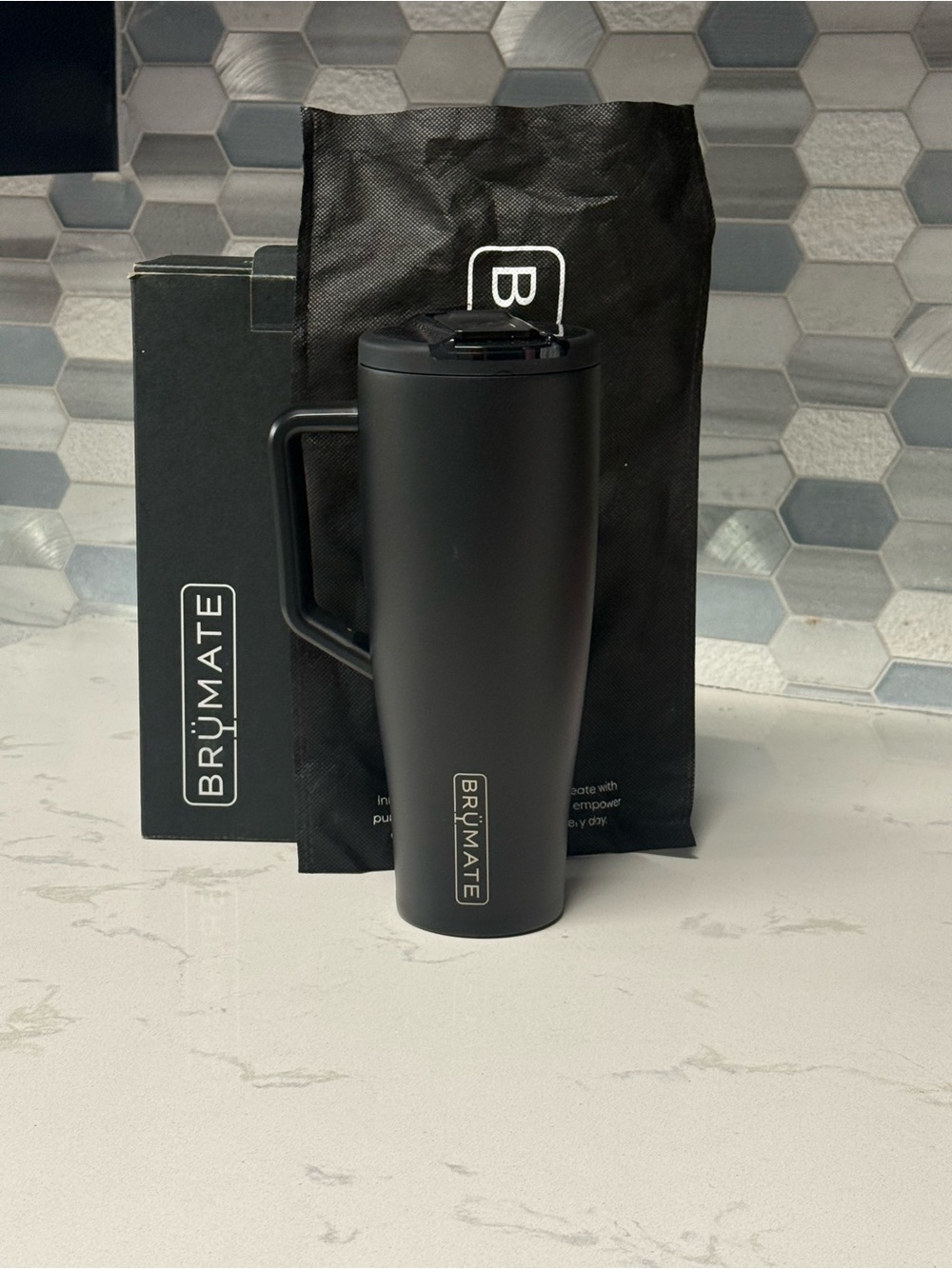 BrüMate Matte Black Insulated Travel Tumbler with Handle
